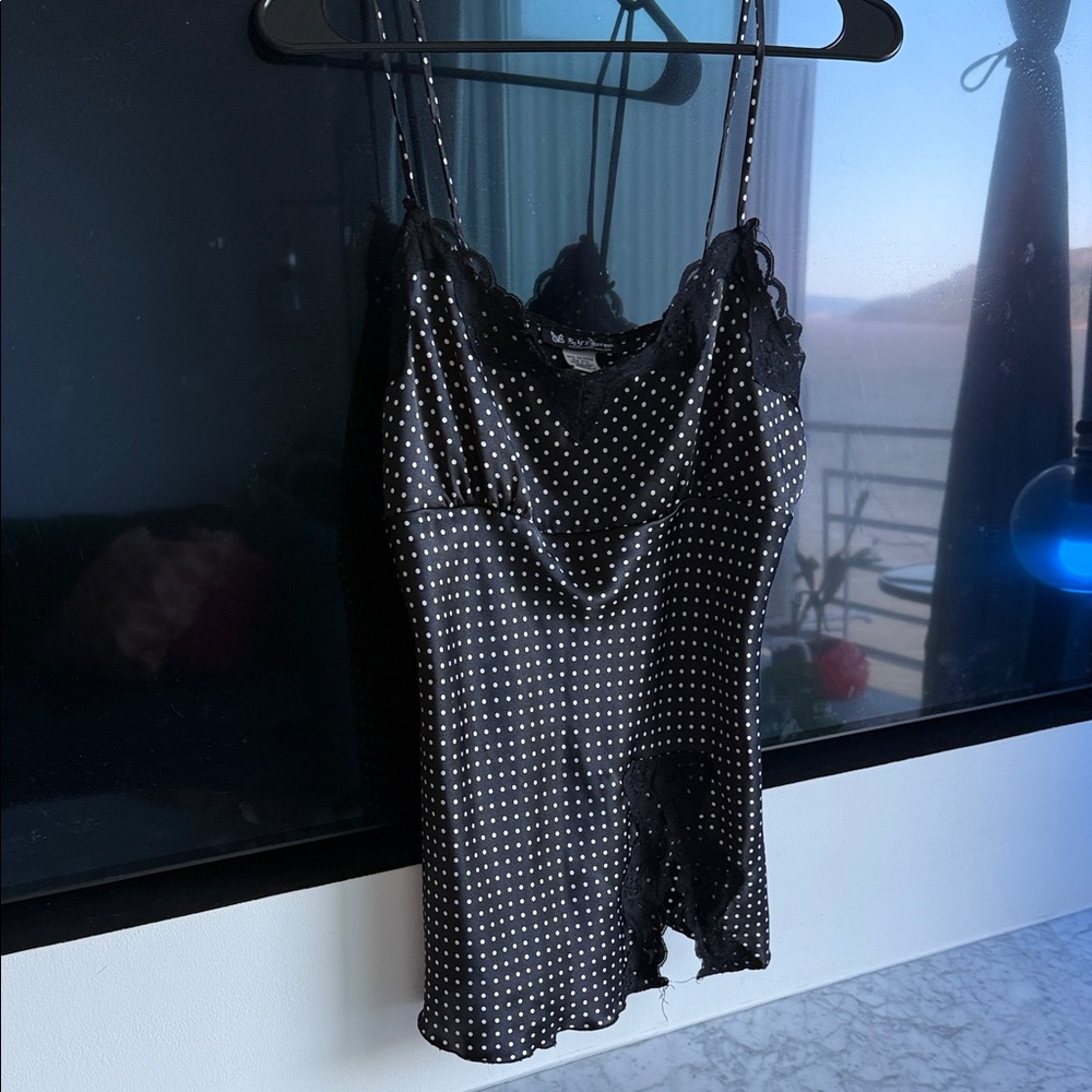 Self Esteem Black and White Polka Dot Top